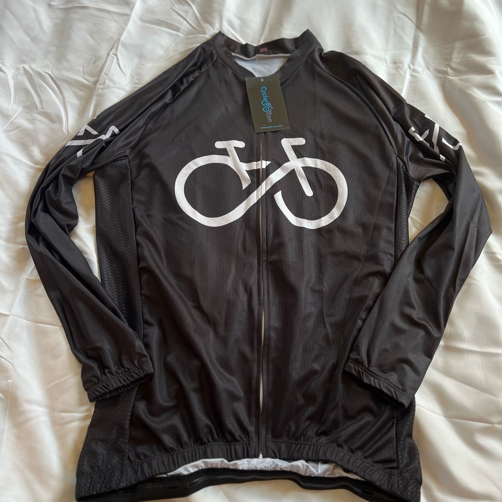 Cycle Run Women’s Black And White Zippered Bike Shirt 3XL